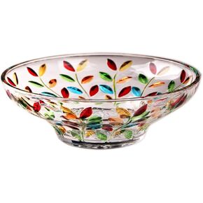 Decorative Bowl, Large Hand Painted Glass Crystal Bowl for Decor, Colorful,11.8 in Diameter