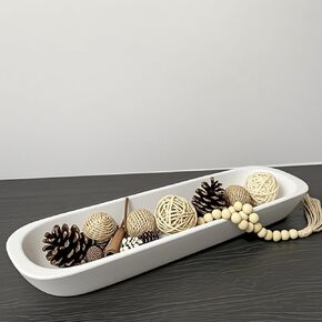 Wooden Dough Bowl Decor, Vintage Wooden Bowl Hand Carved Home Decor for Dining Table Center, Living Room, Kitchen Decor