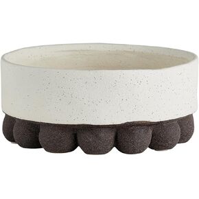 47th & Main Modern Ceramic Footed Bowl Home Décor for Coffee Table, 6" Dia x 2.5" H, White/Black