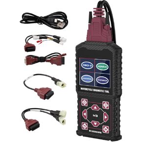 Motorcycle System Diagnostic Test Measurement Tools M3-A Motorcycle Fault Code Readers Scan Tools Moto Diagnostic Test Measurement Tools Compatible for Yamaha 2/3/4P,Kawasaki 4-6P,Honda 4P,OBDII-16P