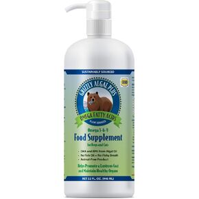 Grizzly Algal Plus Omega Fatty Acids Supplement for Dogs & Cats, 8 Fl Oz - Vegan, Plant-Sourced & Made in USA Algal Oil Omega 3-6-9, Healthy Skin & Coat in Kuwait