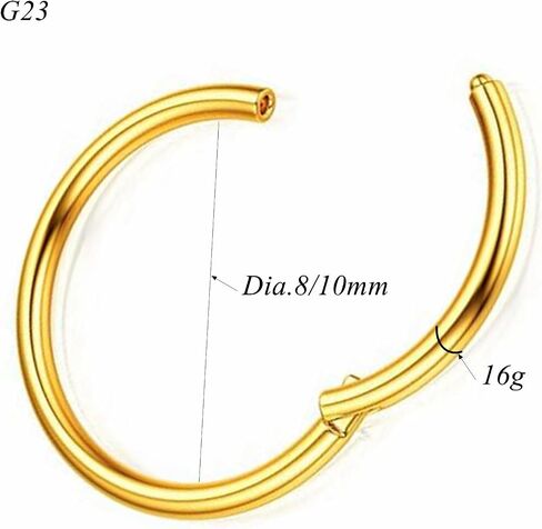 Yrogcu 16G Single/Double/Triple Hoop Titanium Seamless-Hinged-Piercing Segment-Clicker Nose-Ring-Hoop : Inner Diameter 8mm 10mm Cartilage Earring for Women and Men in Saudi Arabia