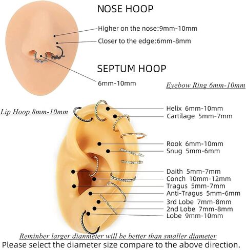 Yrogcu 16G Single/Double/Triple Hoop Titanium Seamless-Hinged-Piercing Segment-Clicker Nose-Ring-Hoop : Inner Diameter 8mm 10mm Cartilage Earring for Women and Men in Saudi Arabia