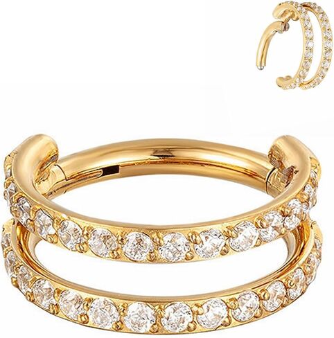 Yrogcu 16G Single/Double/Triple Hoop Titanium Seamless-Hinged-Piercing Segment-Clicker Nose-Ring-Hoop : Inner Diameter 8mm 10mm Cartilage Earring for Women and Men in Saudi Arabia