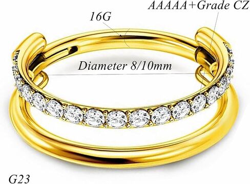 Yrogcu 16G Single/Double/Triple Hoop Titanium Seamless-Hinged-Piercing Segment-Clicker Nose-Ring-Hoop : Inner Diameter 8mm 10mm Cartilage Earring for Women and Men in Saudi Arabia