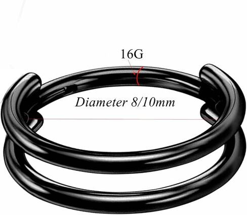 Yrogcu 16G Single/Double/Triple Hoop Titanium Seamless-Hinged-Piercing Segment-Clicker Nose-Ring-Hoop : Inner Diameter 8mm 10mm Cartilage Earring for Women and Men in Saudi Arabia