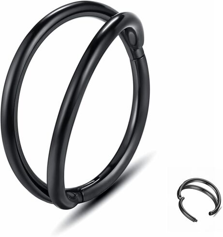 Yrogcu 16G Single/Double/Triple Hoop Titanium Seamless-Hinged-Piercing Segment-Clicker Nose-Ring-Hoop : Inner Diameter 8mm 10mm Cartilage Earring for Women and Men in Kuwait