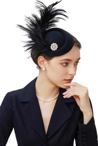 BABEYOND Fascinator Hat for Women Tea Party Kentucky Derby Pillbox Headpiece Costume Feathers Carnival Head Wear in Saudi Arabia