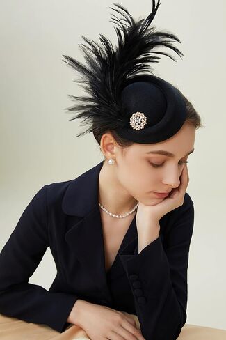 BABEYOND Fascinator Hat for Women Tea Party Kentucky Derby Pillbox Headpiece Costume Feathers Carnival Head Wear in Saudi Arabia