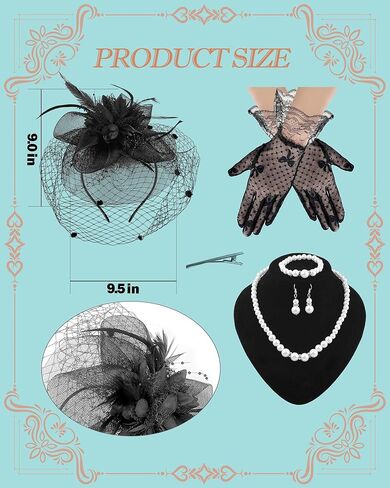 1920s Vintage Fascinators Hat Set for Women Tea Party Hats for Cocktail Wedding Fancy Dress Party in Kuwait