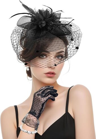 1920s Vintage Fascinators Hat Set for Women Tea Party Hats for Cocktail Wedding Fancy Dress Party in Kuwait