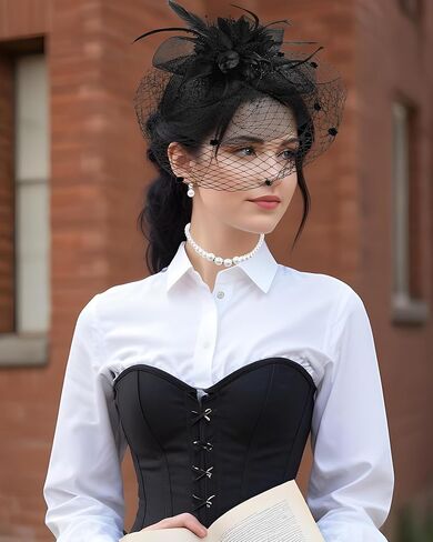 1920s Vintage Fascinators Hat Set for Women Tea Party Hats for Cocktail Wedding Fancy Dress Party in Kuwait