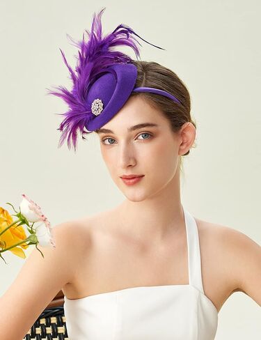 BABEYOND Fascinator Hat for Women Tea Party Kentucky Derby Pillbox Headpiece Costume Feathers Carnival Head Wear in Saudi Arabia