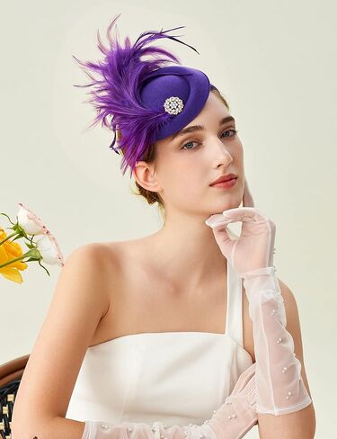 BABEYOND Fascinator Hat for Women Tea Party Kentucky Derby Pillbox Headpiece Costume Feathers Carnival Head Wear in Saudi Arabia