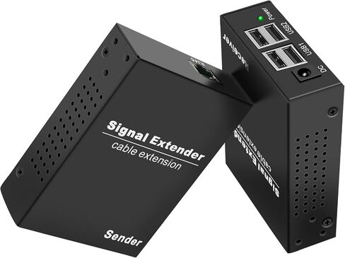 LornCeng USB Extender Over Fiber up to 20KM, USB2.0 Extender Over Single-Mode Fiber Optic, USB Balun Transmitter Receiver Support All Systems, Plug and Play, No Driver, 4 Ports USB2.0 in Kuwait