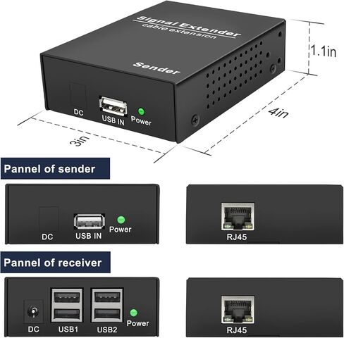 LornCeng USB Extender Over Fiber up to 20KM, USB2.0 Extender Over Single-Mode Fiber Optic, USB Balun Transmitter Receiver Support All Systems, Plug and Play, No Driver, 4 Ports USB2.0 in Kuwait