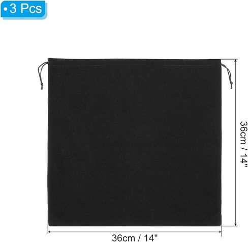 PATIKIL Large Velvet Bags With Drawstrings, 3 Pack 14 x 14 Inch Hair Dryer Bag Treat Bag Dust Bag Hotel Storage Bag for Travel Luggage Packing, Black in Saudi Arabia