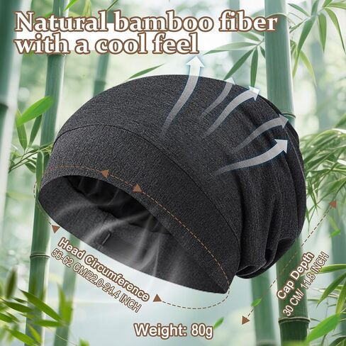 Ababalaya Unisex Bonnet for Sleeping, Adjustable Silky Satin Lined Sleep Cap, Silk Hair Wraps for Sleep Night Cap in Kuwait