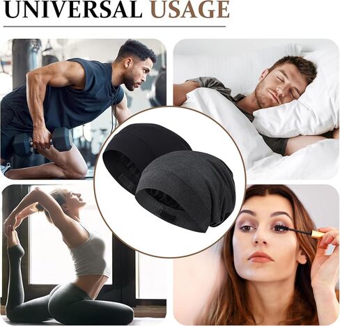 Ababalaya Unisex Bonnet for Sleeping, Adjustable Silky Satin Lined Sleep Cap, Silk Hair Wraps for Sleep Night Cap in Kuwait