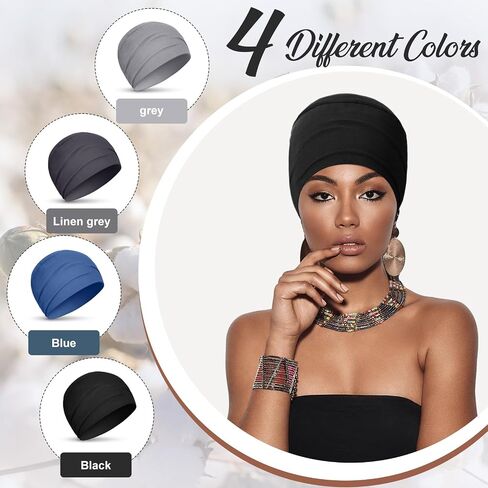 Zhengmy 4 Pcs Cotton Chemo Sleep Cap for Women, Soft Cancer Beanie Hat Headwear Turban Stretchy Skull Cap Hair Loss Head Wrap in Saudi Arabia