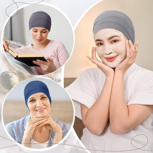Zhengmy 4 Pcs Cotton Chemo Sleep Cap for Women, Soft Cancer Beanie Hat Headwear Turban Stretchy Skull Cap Hair Loss Head Wrap in Saudi Arabia