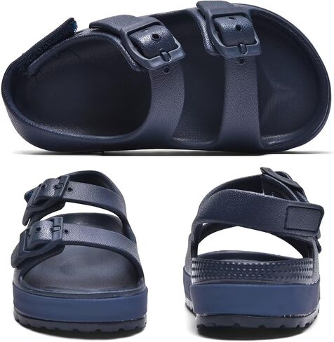 Toddler Boys Girls Double Buckle Sandals Open Toe Flat Slide Kids With Adjustable Back Strap Beach Slippers Children Beach Slippers Children in Saudi Arabia