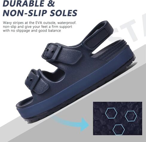 Toddler Boys Girls Double Buckle Sandals Open Toe Flat Slide Kids With Adjustable Back Strap Beach Slippers Children Beach Slippers Children in Saudi Arabia