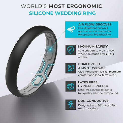 ThunderFit Silicone Rings for Him and Her, Rubber Engagement Bands Unisex, 1.8mm Thick in 4mm & 8mm Widths in Saudi Arabia
