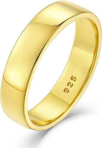 STARCHENIE 18K Gold Plated Ring for Men Women Solid 925 Sterling Silver 2MM 3MM 4MM 5MM 7MM 8MM Wedding Band Comfort Fit High Polish in Saudi Arabia