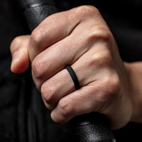 ThunderFit Silicone Rings for Him and Her, Rubber Engagement Bands Unisex, 1.8mm Thick in 4mm & 8mm Widths in Saudi Arabia