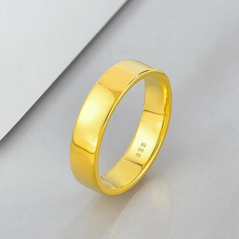 STARCHENIE 18K Gold Plated Ring for Men Women Solid 925 Sterling Silver 2MM 3MM 4MM 5MM 7MM 8MM Wedding Band Comfort Fit High Polish in Saudi Arabia