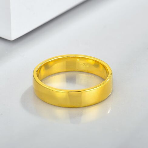 STARCHENIE 18K Gold Plated Ring for Men Women Solid 925 Sterling Silver 2MM 3MM 4MM 5MM 7MM 8MM Wedding Band Comfort Fit High Polish in Saudi Arabia