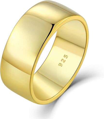 STARCHENIE 18K Gold Plated Ring for Men Women Solid 925 Sterling Silver 2MM 3MM 4MM 5MM 7MM 8MM Wedding Band Comfort Fit High Polish in Saudi Arabia