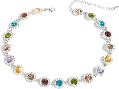 Suyi Crystal Colorful Choker Necklace Sparkly Rhinestone Necklace for Women in Kuwait