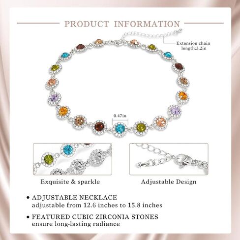 Suyi Crystal Colorful Choker Necklace Sparkly Rhinestone Necklace for Women in Kuwait