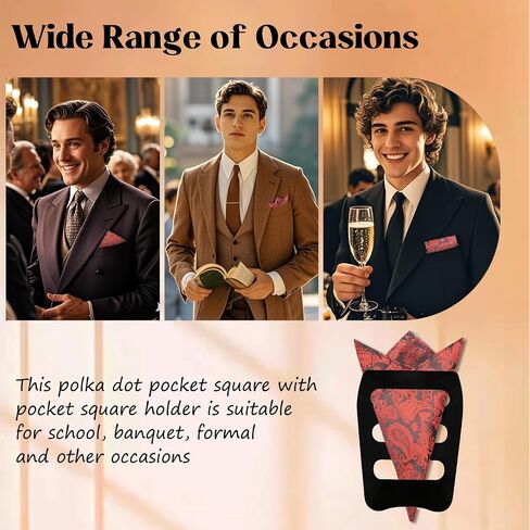 Paisley Handkerchiefs for Men, Mens Handkerchiefs Men's Pocket Square with Holder for Banquet Wedding Party Prom in Saudi Arabia