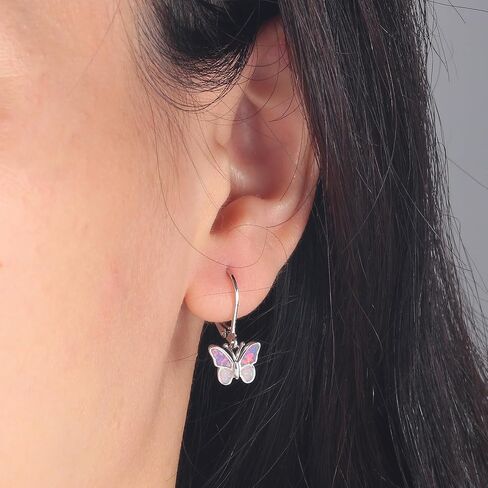 Dainty Leverback Opal Hoop Earrings 14K Gold Plated Butterfly Dangle Earrings Cute Huggie Hoops Jewelry Christmas Gifts in Saudi Arabia