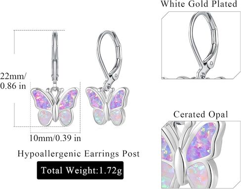 Dainty Leverback Opal Hoop Earrings 14K Gold Plated Butterfly Dangle Earrings Cute Huggie Hoops Jewelry Christmas Gifts in Saudi Arabia