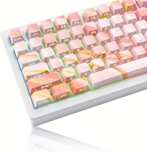 Womier Shine Through Keycaps - أغطية مفاتيح PBT 75 بالمائة، مجموعة أغطية مفاتيح مخصصة بطباعة جانبية، 136 مفتاحًا أغطية مفاتيح وردية متدرجة، أغطية مفاتيح للوحة مفاتيح Cherry Profile للوحة مفاتيح Cherry Gateron MX Switches in Kuwait