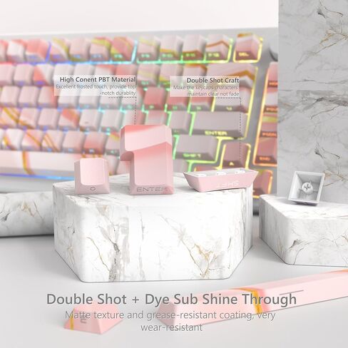 Womier Shine Through Keycaps - أغطية مفاتيح PBT 75 بالمائة، مجموعة أغطية مفاتيح مخصصة بطباعة جانبية، 136 مفتاحًا أغطية مفاتيح وردية متدرجة، أغطية مفاتيح للوحة مفاتيح Cherry Profile للوحة مفاتيح Cherry Gateron MX Switches in Kuwait
