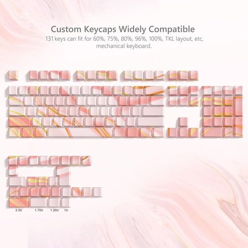 Womier Shine Through Keycaps - أغطية مفاتيح PBT 75 بالمائة، مجموعة أغطية مفاتيح مخصصة بطباعة جانبية، 136 مفتاحًا أغطية مفاتيح وردية متدرجة، أغطية مفاتيح للوحة مفاتيح Cherry Profile للوحة مفاتيح Cherry Gateron MX Switches in Kuwait