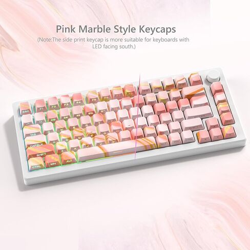 Womier Shine Through Keycaps - أغطية مفاتيح PBT 75 بالمائة، مجموعة أغطية مفاتيح مخصصة بطباعة جانبية، 136 مفتاحًا أغطية مفاتيح وردية متدرجة، أغطية مفاتيح للوحة مفاتيح Cherry Profile للوحة مفاتيح Cherry Gateron MX Switches in Kuwait
