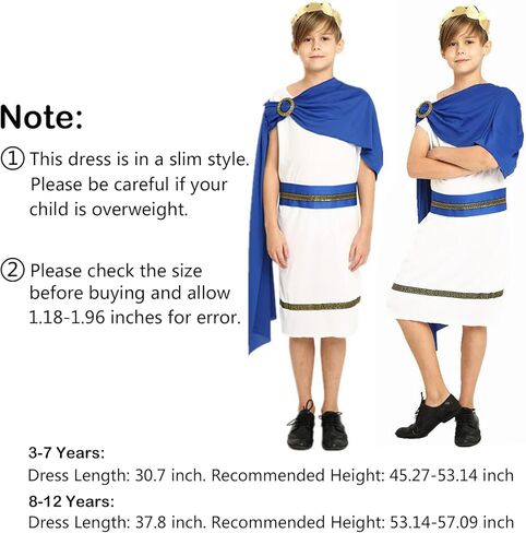 Kids Grecian Toga Costume Ancient Greek Roman God Nobility Cosplay Dress Up for Boys Age 3-12 in Saudi Arabia