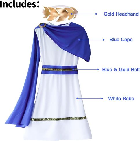 Kids Grecian Toga Costume Ancient Greek Roman God Nobility Cosplay Dress Up for Boys Age 3-12 in Saudi Arabia