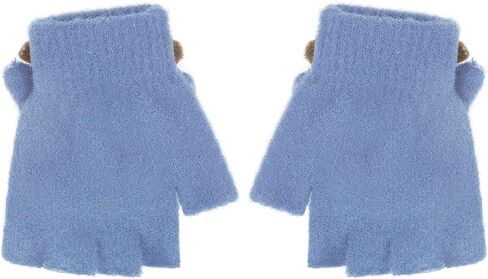 Kids Fingerless Mittens Convertible Flip Top Gloves Children Soft Knitted Gloves for Boys Girls in Saudi Arabia
