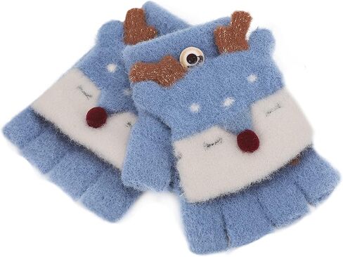 Kids Fingerless Mittens Convertible Flip Top Gloves Children Soft Knitted Gloves for Boys Girls in Saudi Arabia