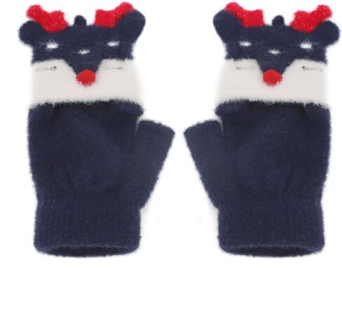 Kids Fingerless Mittens Convertible Flip Top Gloves Children Soft Knitted Gloves for Boys Girls in Saudi Arabia
