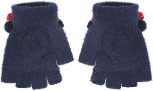 Kids Fingerless Mittens Convertible Flip Top Gloves Children Soft Knitted Gloves for Boys Girls in Saudi Arabia