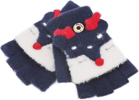 Kids Fingerless Mittens Convertible Flip Top Gloves Children Soft Knitted Gloves for Boys Girls in Saudi Arabia