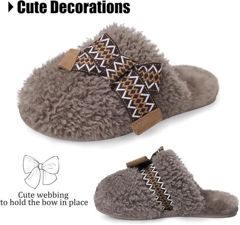 Ipsae Womens Maxi Curly Slide Slippers Winter Memory Foam Slippers Slippers Fuzzy Slippers Women Women Home Cloud Bow Slippers for Women. in Kuwait